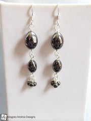 The Silver And Hematite Cluster Earrings