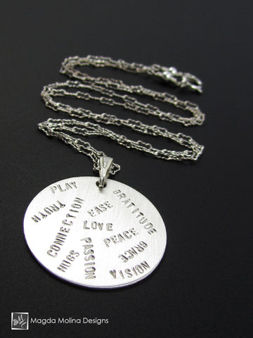 The Personalized Hand Stamped LIFE CREATION Necklace in Silver or Gold-Filled