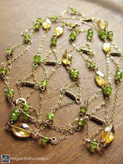 The Long Gold, Citrine & Peridot "Floating Kites" Necklace