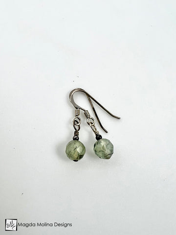 Delicate Tourmalinated Quartz and Sterling Silver Earrings
