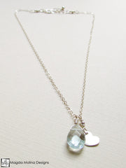 Mini Goddess (children) Blue Quartz Necklace With Tiny Heart Charm