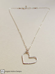 Mini Goddess (children) Delicate Hammered Silver Heart Necklace