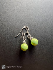 Small Green Turquoise Dangle Earrings