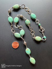 Elegant Turquoise Necklace Set on Sterling Silver