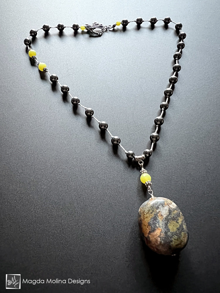 Hematite, Jade And African Turquoise Necklace