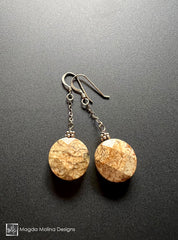 Picture Jasper and Silver Dangle Earrings
