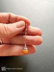 Faceted Red Aventurine Stones on Delicate Silver Chain