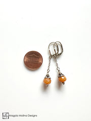 Faceted Red Aventurine Stones on Delicate Silver Chain