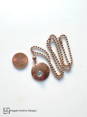 Copper Peekaboo Necklace With Faceted Blue Quartz