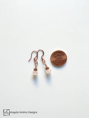 Delicate Rose Quartz Earrings on Copper