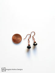 Delicate Copper and Black Onyx Earrings