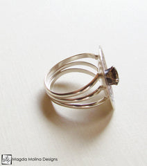 The Silver And Smokey Quartz DARE TO SHINE Affirmation Ring