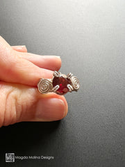 Unique Wire-wrapped Garnet And Silver Ring