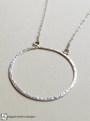 The Long, Simple & Elegant Hammered Silver Ring Necklace
