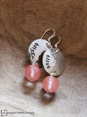 The Cherry Quartz BLISS Affirmation Earrings (choose from 5 words)