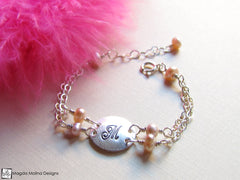 Mini Goddess (children) Personalized Silver And Freshwater Pearls Bracelet