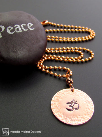 WHOLESALE - The Hand Stamped And Hammered Copper OM Necklace