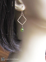The Hammered Gold Diamonds Earrings With Fancy Peridot Drops