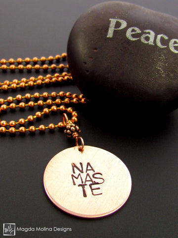 WHOLESALE - The Hand Stamped NAMASTE Copper Necklace