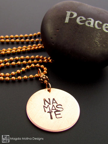 The Hand Stamped NAMASTE Copper Necklace