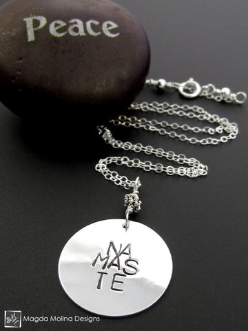 WHOLESALE - The Hand Stamped NAMASTE Silver Necklace