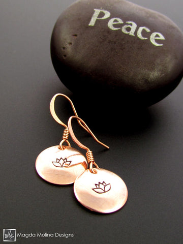 WHOLESALE - The Stamped Lotus Flower Copper Earrings