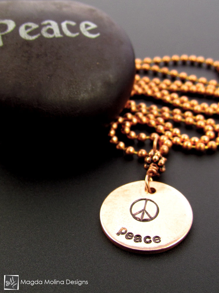 The Hand Stamped PEACE Copper Necklace