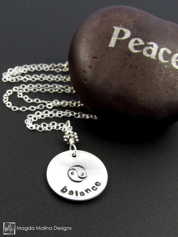 The Hand Stamped Silver BALANCE Affirmation Necklace