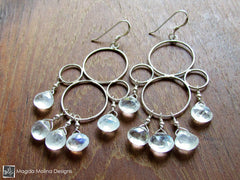 The Silver Bubbles And Moonstone Chandelier Earrings