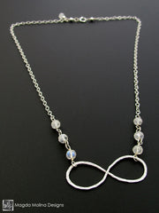 Delicate INFINITY Sterling Silver and Moonstone Necklace