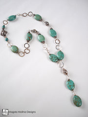 Elegant Turquoise Necklace Set on Sterling Silver