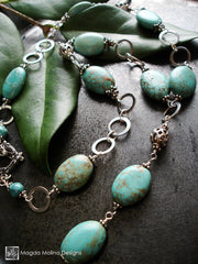 Elegant Turquoise Necklace Set on Sterling Silver