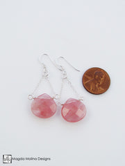 The Faceted Cherry Quartz & Gold Chain Dangle Earrings