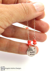 Mini Goddess (children) "i love mom/dad" Stamped Silver Necklace