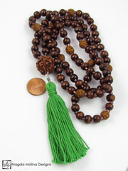 The Wood And Rudraksha MALA Necklace With Changeable Cotton Tassel