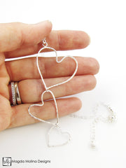 The Three Hanging Hammered Silver Hearts Necklace