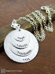 The Personalized Layered Hammered Silver Family (or Friends) Necklace