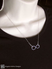 Set: Silver Infinity Necklace, Bracelet and Earrings
