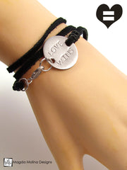 The JUST LOVE or LOVE WINS Stainless Steel Omnisex Suede Wrap Bracelet